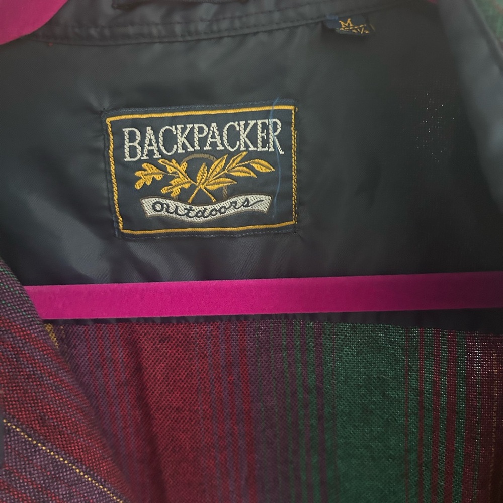 Backpacker Men's Striped Button-Down Shirt - Burgundy, Green, Mustard - Picture 5 of 5